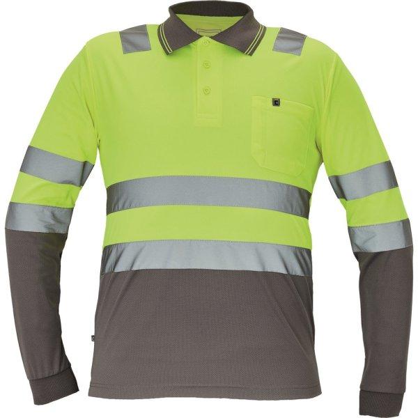 Cerva Férfi hosszú ujjú fényvisszaverő galléros póló LEON - Sárga /
szürke | XXXL
