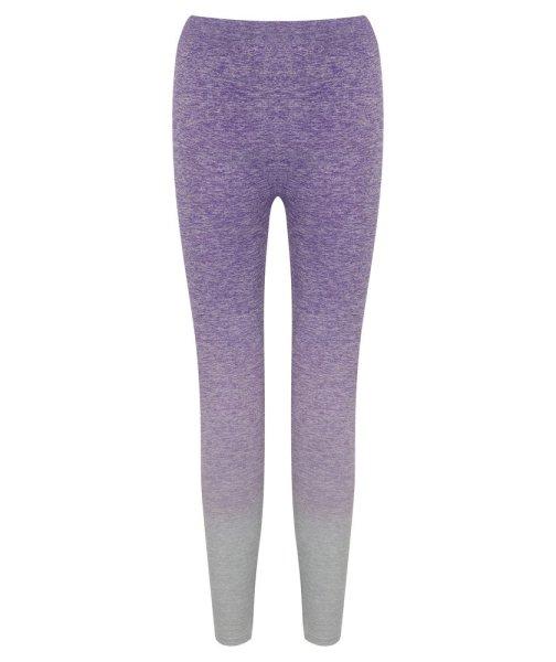 Tombo Női csíkos sport leggings - Lila / világosszürke | L/XL