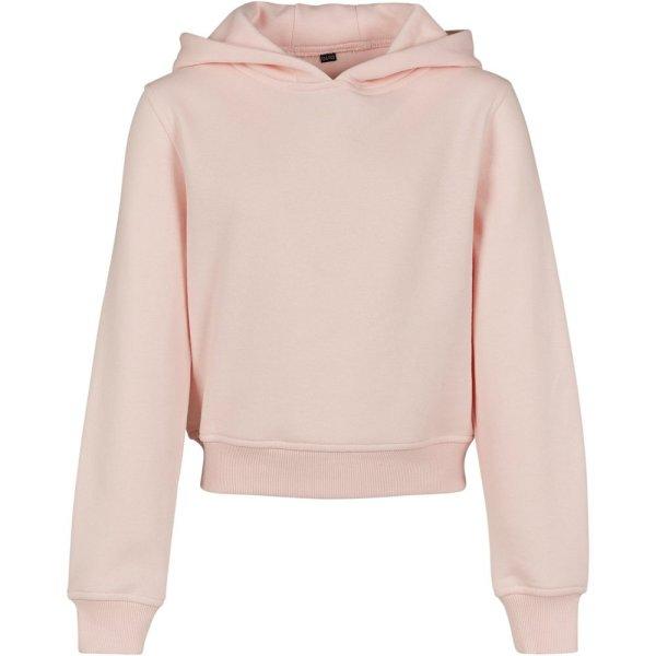 Build Your Brand Női kapucnis crop top pulóver - Rózsaszín | 158-164 cm