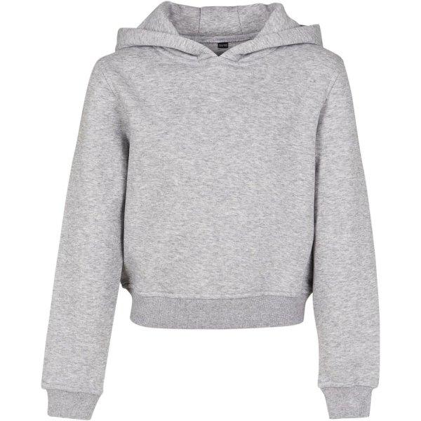 Build Your Brand Női kapucnis crop top pulóver - Szürke melírozott | 122-128
cm