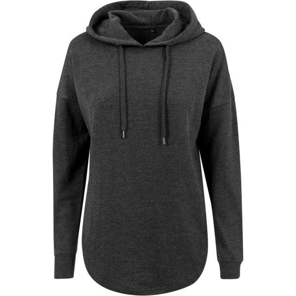 Build Your Brand Női oversize pulóver - Sötétszürke melírozott | XL