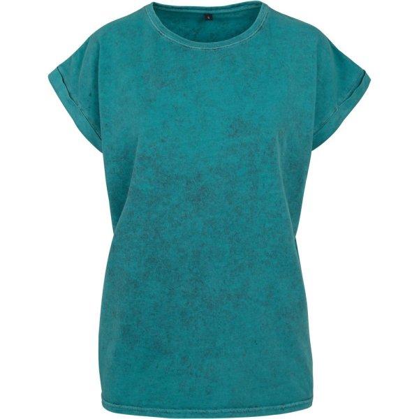 Build Your Brand Lezser női póló Acid Washed - Teal / fekete | M