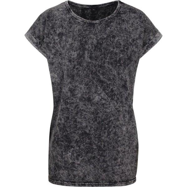 Build Your Brand Lezser női póló Acid Washed - Sötétszürke / fehér | L