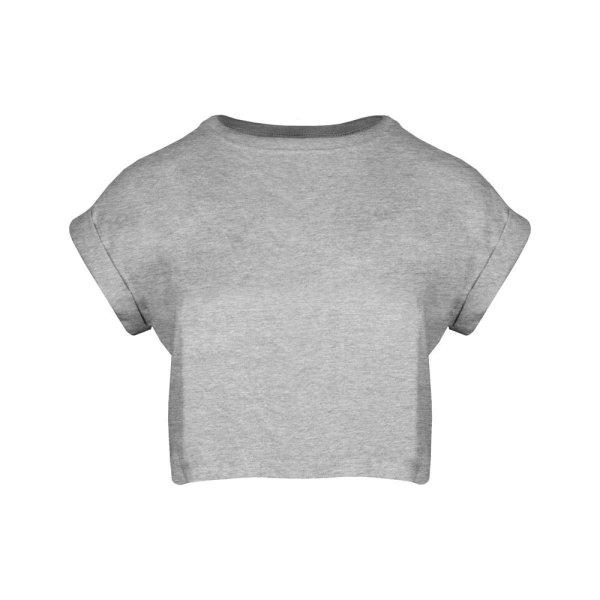 Mantis Női crop top póló - Szürke melírozott | S