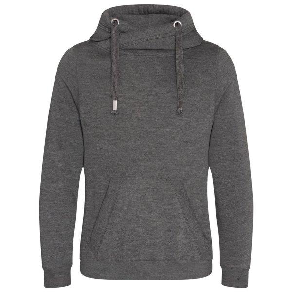 Just Hoods Pulóver keresztezett gallérral - Sötétszürke melírozott | XL