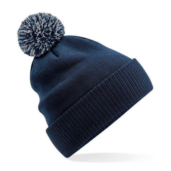 Beechfield Téli sapka pomponnal Snowstar Recycled - Sötétkék /
világosszürke
