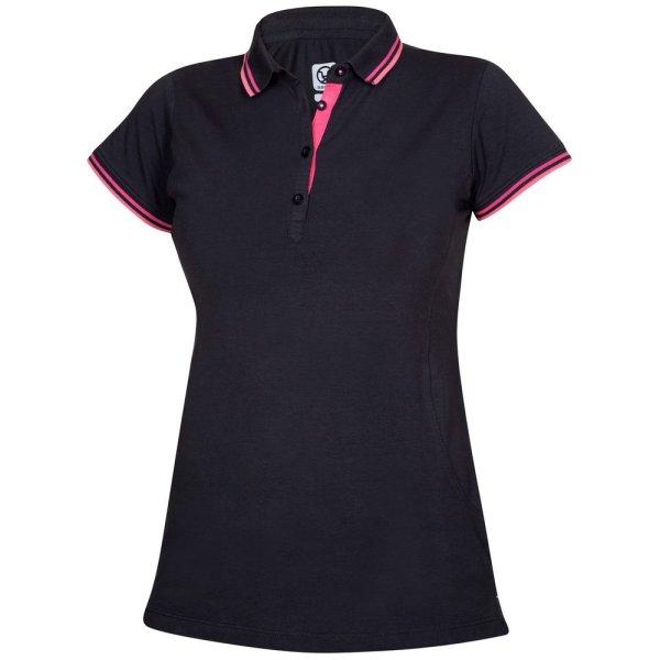 Ardon Női galléros póló FLORET - Fekete / rózsaszín | XL