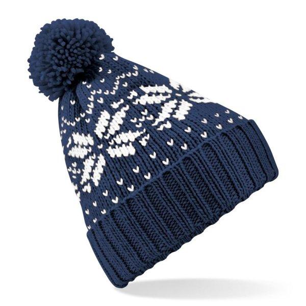 Beechfield Téli sapka norvég mintával Fair Isle Snowstar - Sötétkék /
fehér