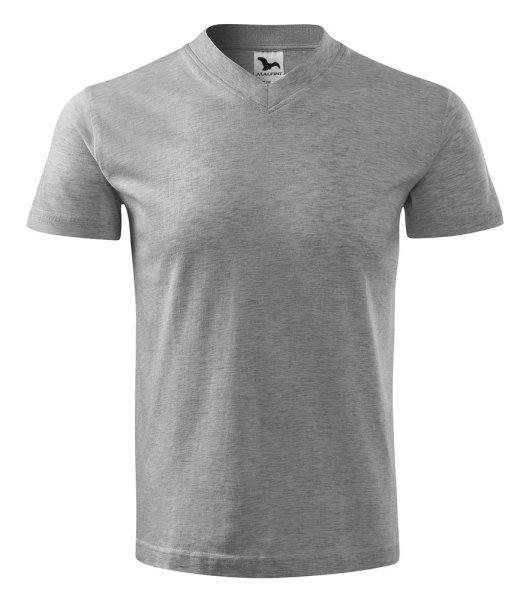 MALFINI Póló V-neck - Sötétszürke melírozott | XXL