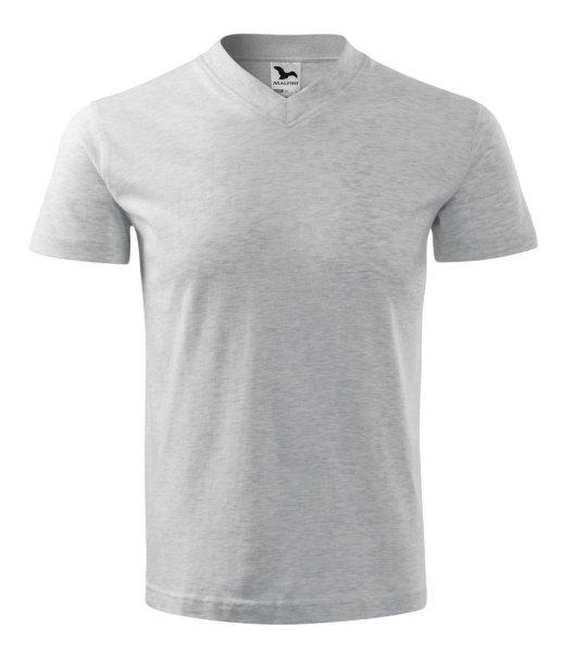 MALFINI Póló V-neck - Világosszürke melírozott | M
