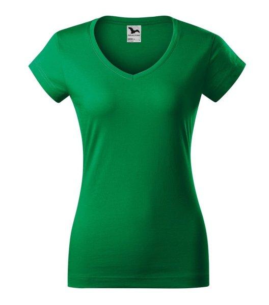 MALFINI Női póló Fit V-neck - Középzöld | L
