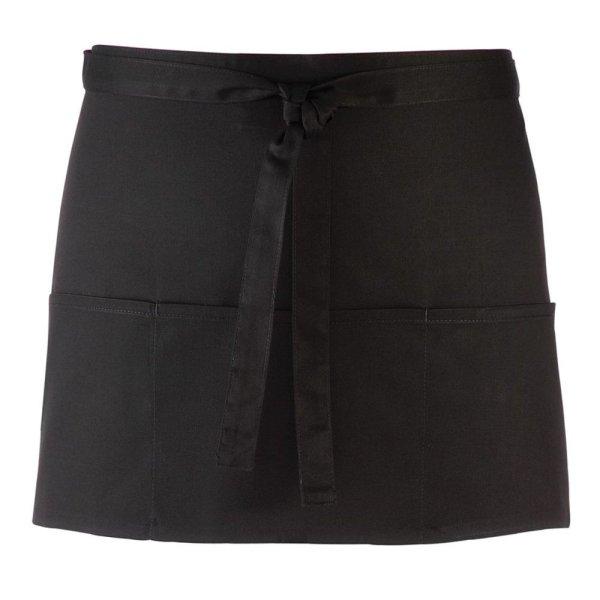 Premier Workwear Rövid pincérkötény zsebekkel - Fekete