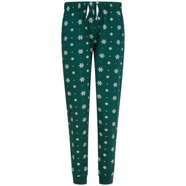 SF (Skinnifit) Mintás női pizsamanadrág - Sötétzöld / fehér | XS