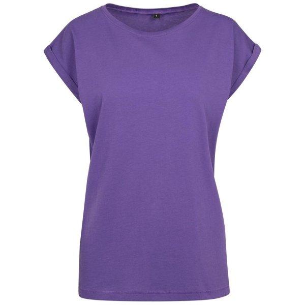 Build Your Brand Laza női póló felhajtott ujjakkal - Lila | XL