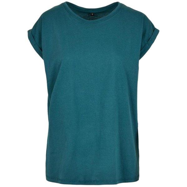 Build Your Brand Laza női póló felhajtott ujjakkal - Teal | XS