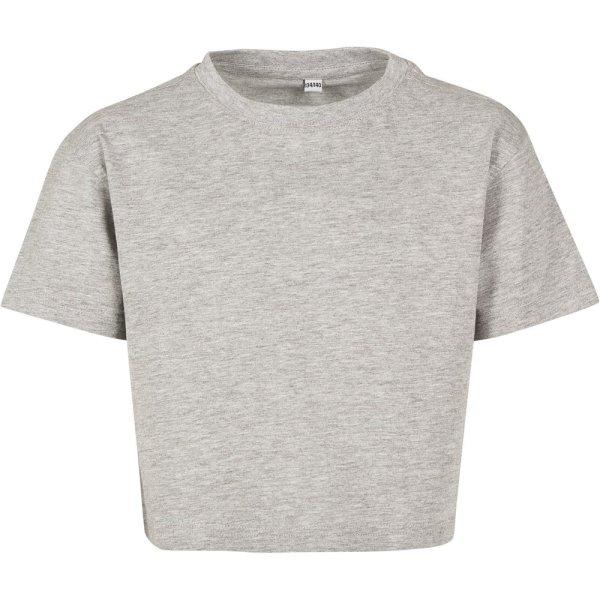 Build Your Brand Lány crop top - Szürke melírozott | 146-152 cm