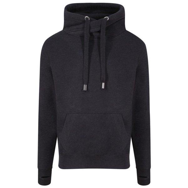 Just Hoods Pulóver keresztezett gallérral - Fekete melírozott | L