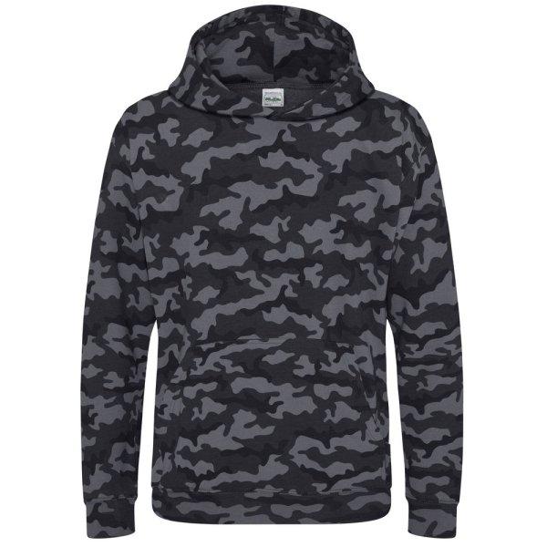 Just Hoods Terepmintás gyerek pulóver - Terepszínű fekete | 9-11 éves