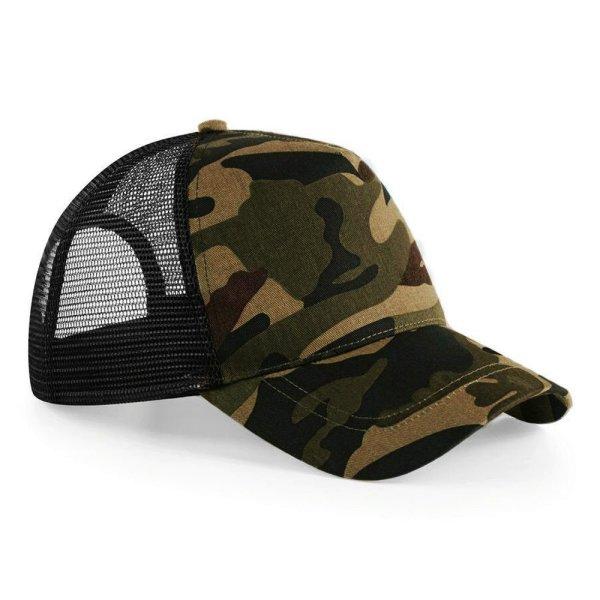 Beechfield Hálós terepszínű sapka - Jungle Camo / fekete