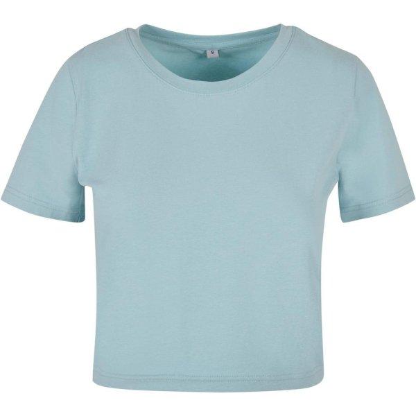 Build Your Brand Rövid ujjú női crop top póló - Óceánkék | XXXXL