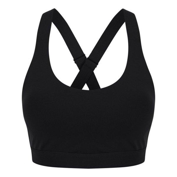 Tombo Sportmelltartó keresztezett pántokkal - Fekete | XL
