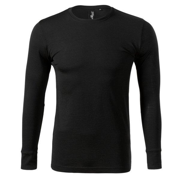 MALFINI Férfi hosszú ujjú Merino Rise LS póló - Fekete | XXXL