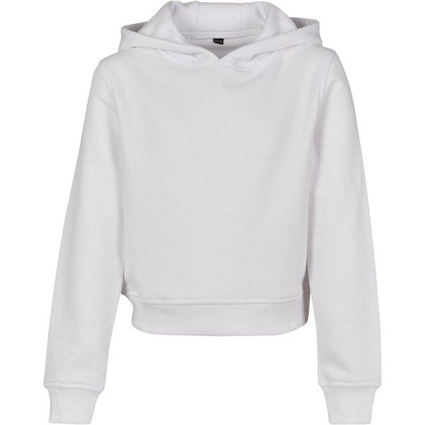 Build Your Brand Női kapucnis crop top pulóver - Fehér | 110-116 cm