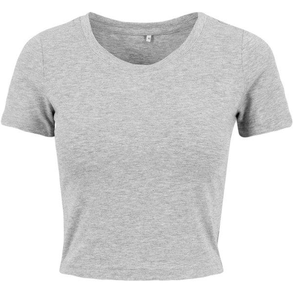 Build Your Brand Rövid ujjú női crop top póló - Szürke | XXXXXL