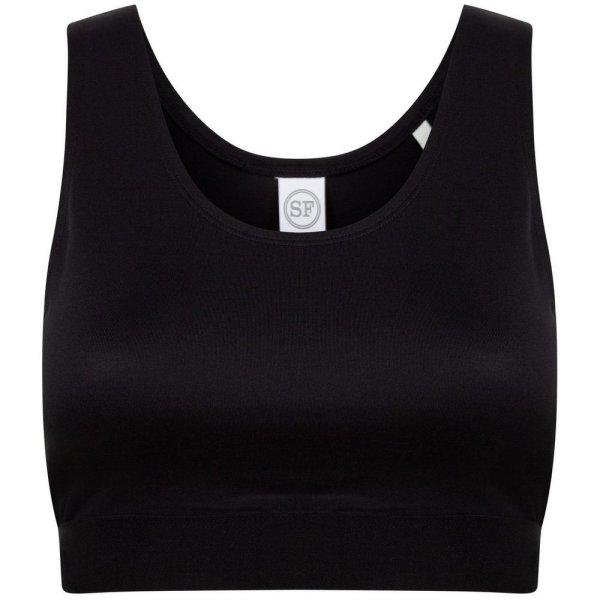 SF (Skinnifit) Pántos crop top lányoknak - Fekete / fekete | 7-8 éves