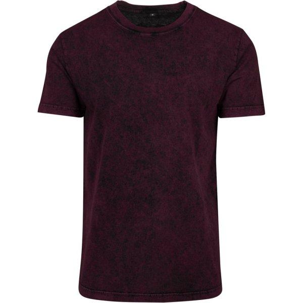 Build Your Brand Férfi póló Acid Washed - Berry / fekete | XXXXXL
