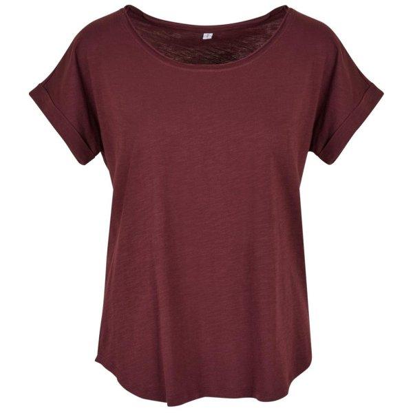 Build Your Brand Női póló hosszított hátsó résszel - Cherry | XXXXL
