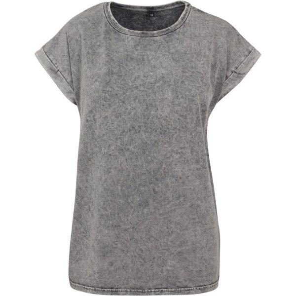 Build Your Brand Lezser női póló Acid Washed - Szürke / fekete | XXXXXL