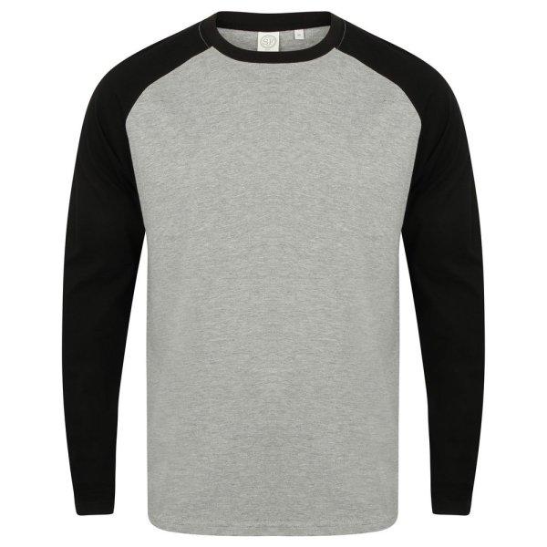 SF (Skinnifit) Hosszú ujjú kétszínű férfi póló - Szürke melírozott /
fekete | XXL
