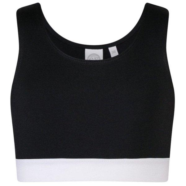 SF (Skinnifit) Pántos crop top lányoknak - Fekete / fehér | 5-6 éves