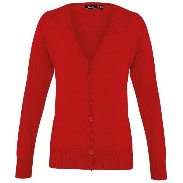 Premier Workwear Gombos női kardigán - Piros | XL