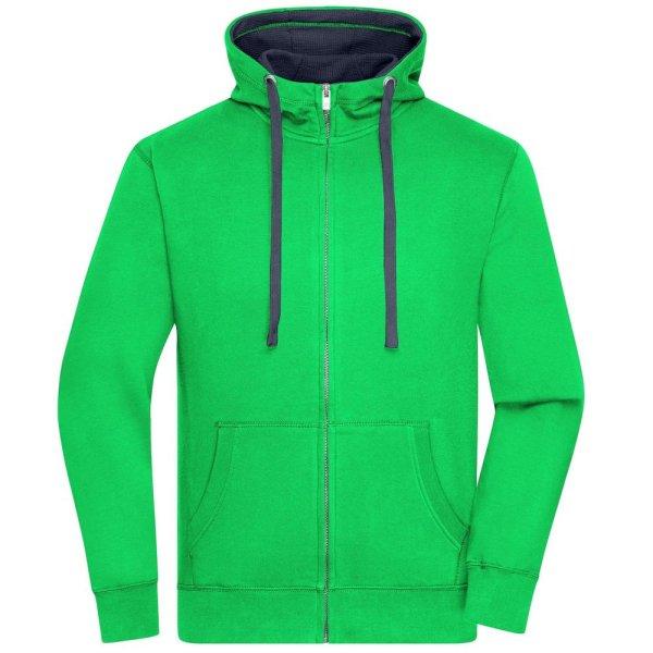 James & Nicholson (Daiber) Férfi cipzáros kapucnis pulóver JN963 - Zöld /
sötétkék | XXXL