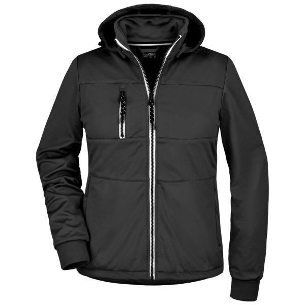 James & Nicholson (Daiber) Női sportos softshell kabát JN1077 - Fekete /
fekete / fehér | L