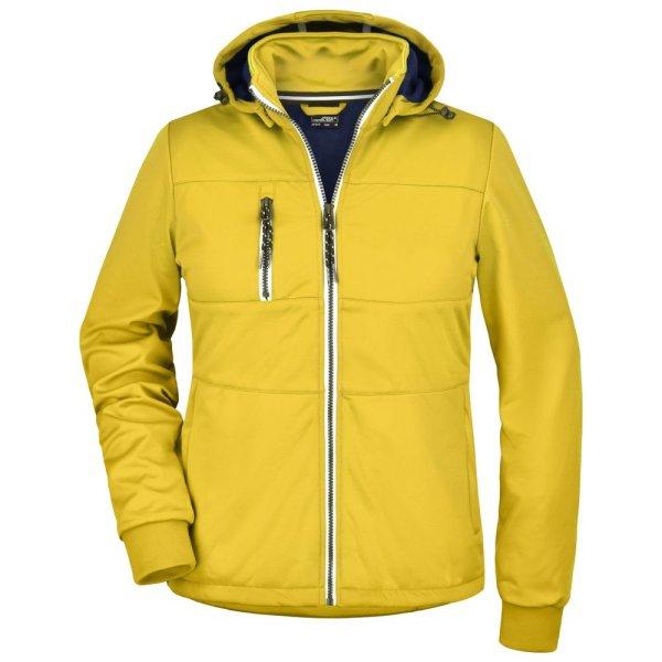 James & Nicholson (Daiber) Női sportos softshell kabát JN1077 - Napsárga /
sötétkék / fehér | S