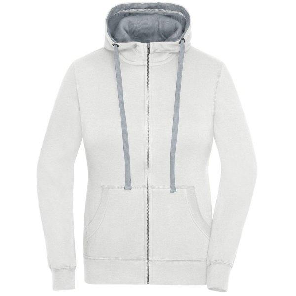 James & Nicholson (Daiber) Női kapucnis cipzáros pulóver JN962 - Off-white /
zürke melírozott | S
