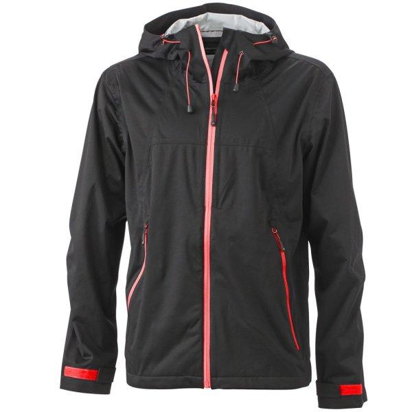James & Nicholson (Daiber) Férfi softshell kapucnis kabát JN1098 - Fekete /
piros | XXXL