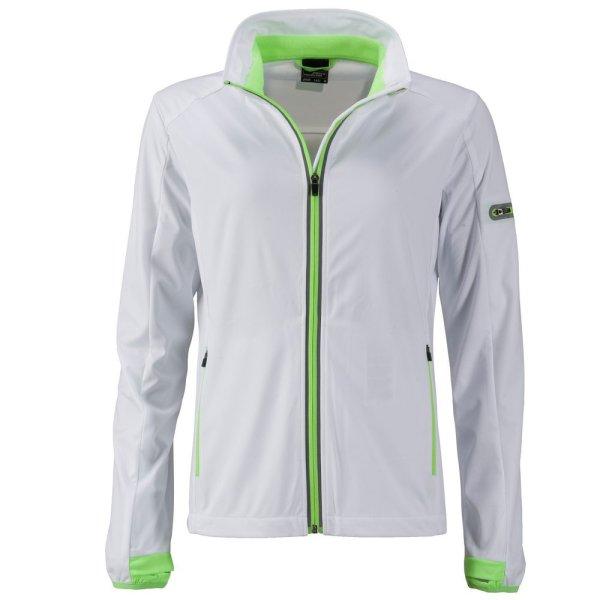James & Nicholson (Daiber) Női sportos softshell kabát JN1125 - Fehér /
világoszöld | M
