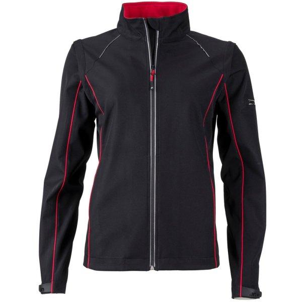 James & Nicholson (Daiber) Női softshell kabát 2v1 JN1121 - Fekete / piros | L