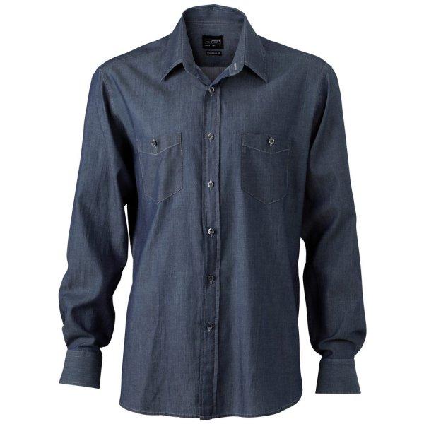 James & Nicholson (Daiber) Férfi farmer ing JN629 - Sötét farmer | XL