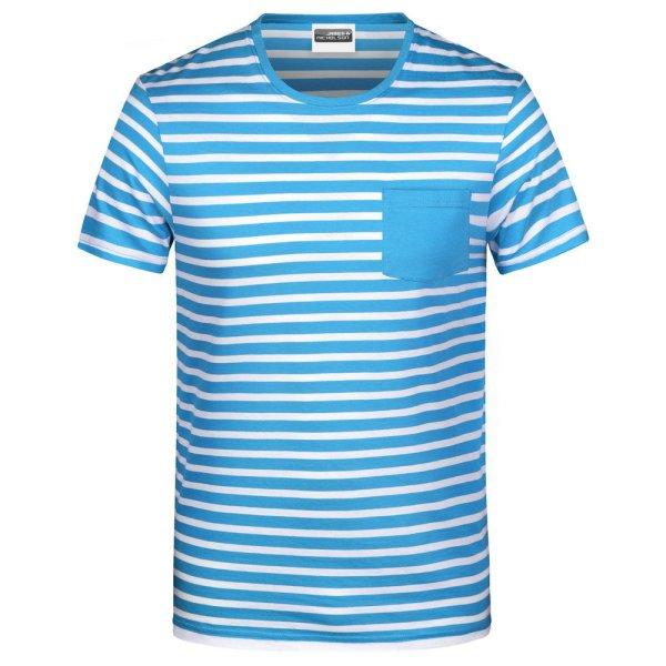 James & Nicholson (Daiber) Férfi csíkos biopamut póló 8028 - Atlanti kék /
fehér | XXXL