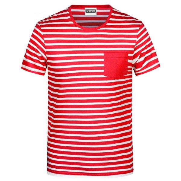 James & Nicholson (Daiber) Férfi csíkos biopamut póló 8028 - Piros / fehér
| XL