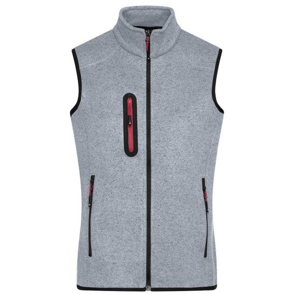 James & Nicholson (Daiber) Női mellény kötött fleece anyagból JN773 -
Világosszürke melírozott / piros | XXL