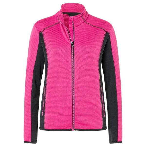 James & Nicholson (Daiber) Női fleece sztreccs pulóver JN783 - Rózsaszín /
sötétszürke | M