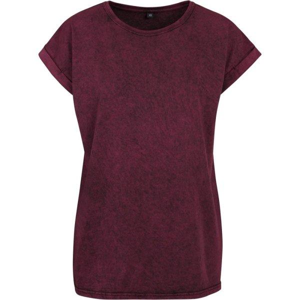 Build Your Brand Lezser női póló Acid Washed - Berry / fekete | XXXXXL