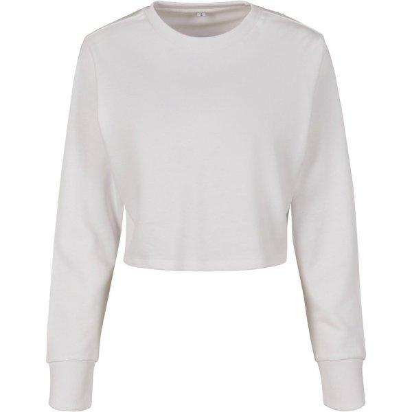 Build Your Brand Női hosszú ujjú crop top felső - Fehér | XL