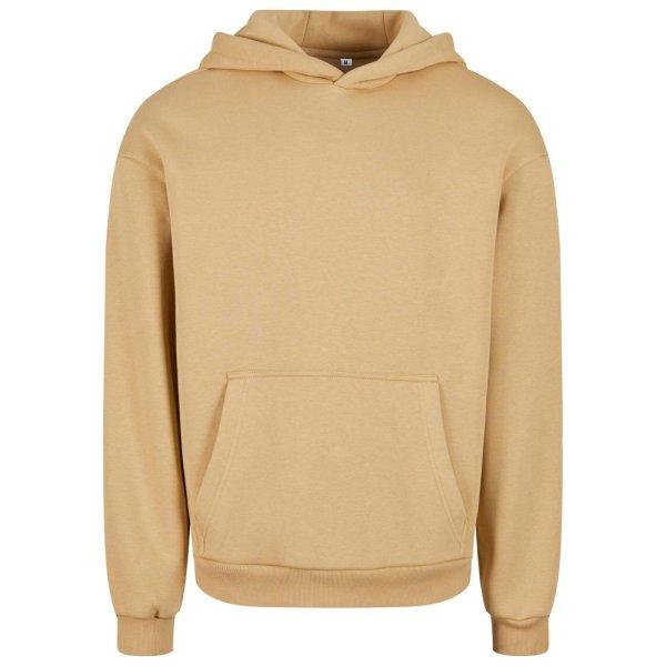 Build Your Brand Puha férfi kapucnis pulóver Fluffy - Bézs | XL